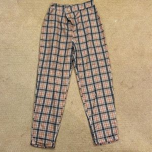 Nasty Gal Tan plaid pants Size:6